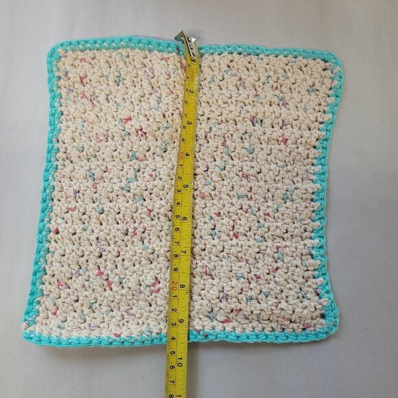 Handmade Crochet Dish Cloths Dish Wash Cloths 7pc Set New Aqua Trim - Picture 6 of 6